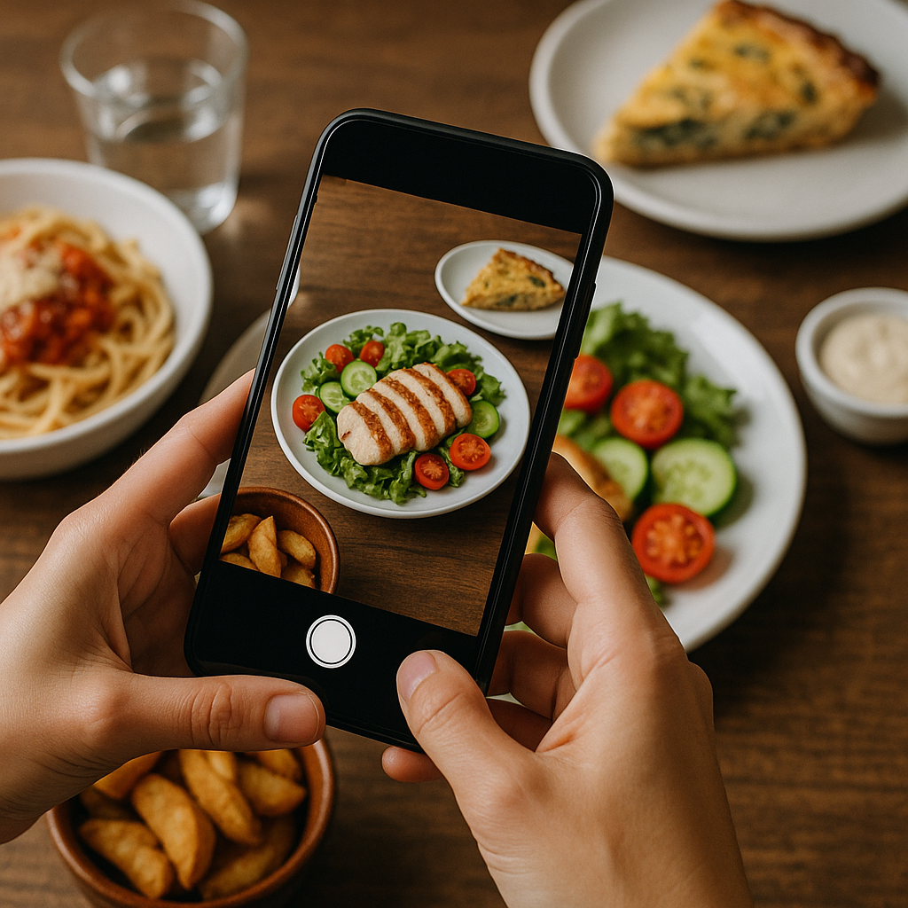 somebody taking pictures of food to post on social media