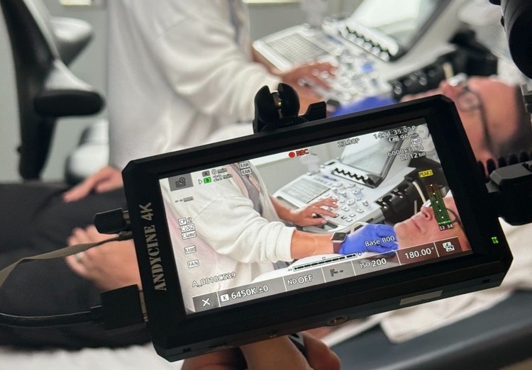 behind the scenes of a patient testimonial video for a hospital
