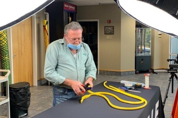 Still from an instructional video about splicing climbing line for arborists and rope access techs for Yale Cordage in Saco, Maine