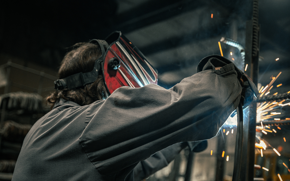 welder video still aj foss in farmington, new hampshire - filmed by horizon visual media