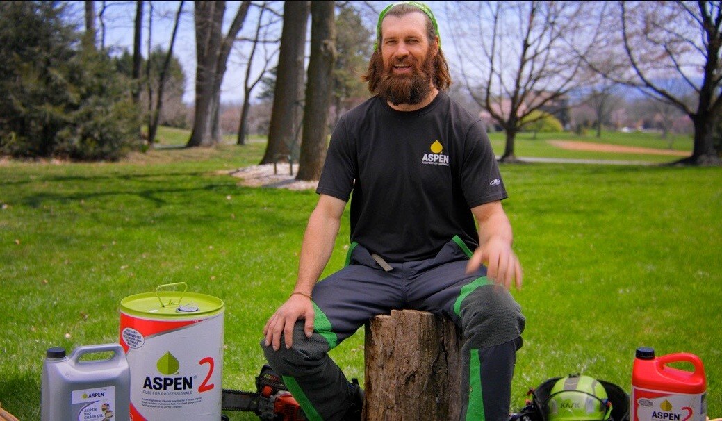 arborist speaking about aspen fuels during a testimonial video production