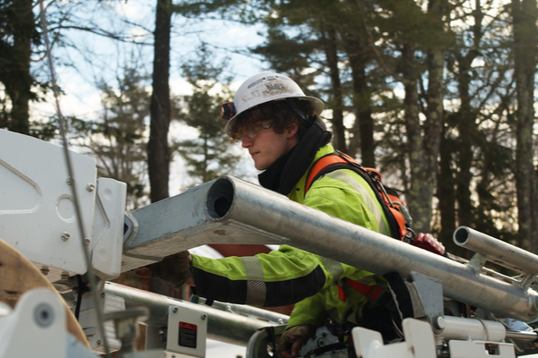 Still frame from video case study of the leeds broadband project for hawkeye fiber optics in leeds, maine