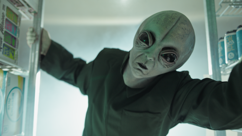 Still from an alien themed promotional video production for a brewery