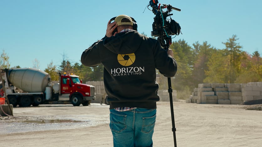 Behind the scenes video production shoot in maine for auburn concrete