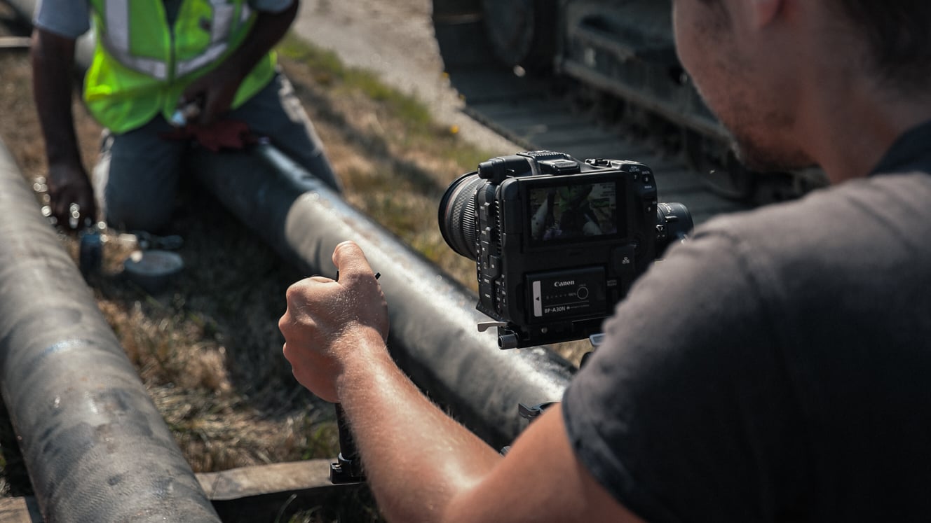 Filming on a commercial construction site - video production in maine horizon visual media